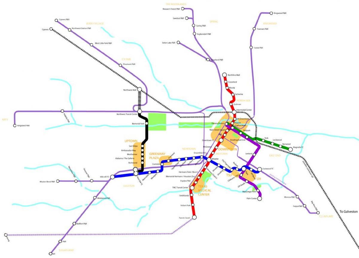 metro željeznicu Houston mapu