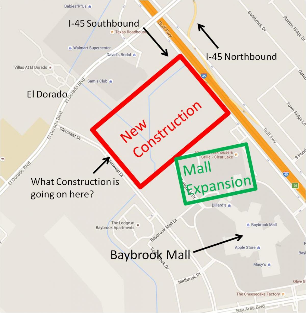 mapa Baybrook tržnom centru