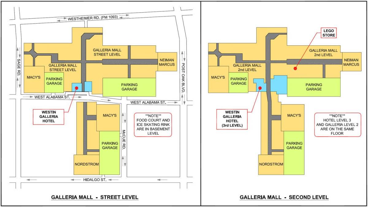 Houston Galeriji tržnom centru mapu