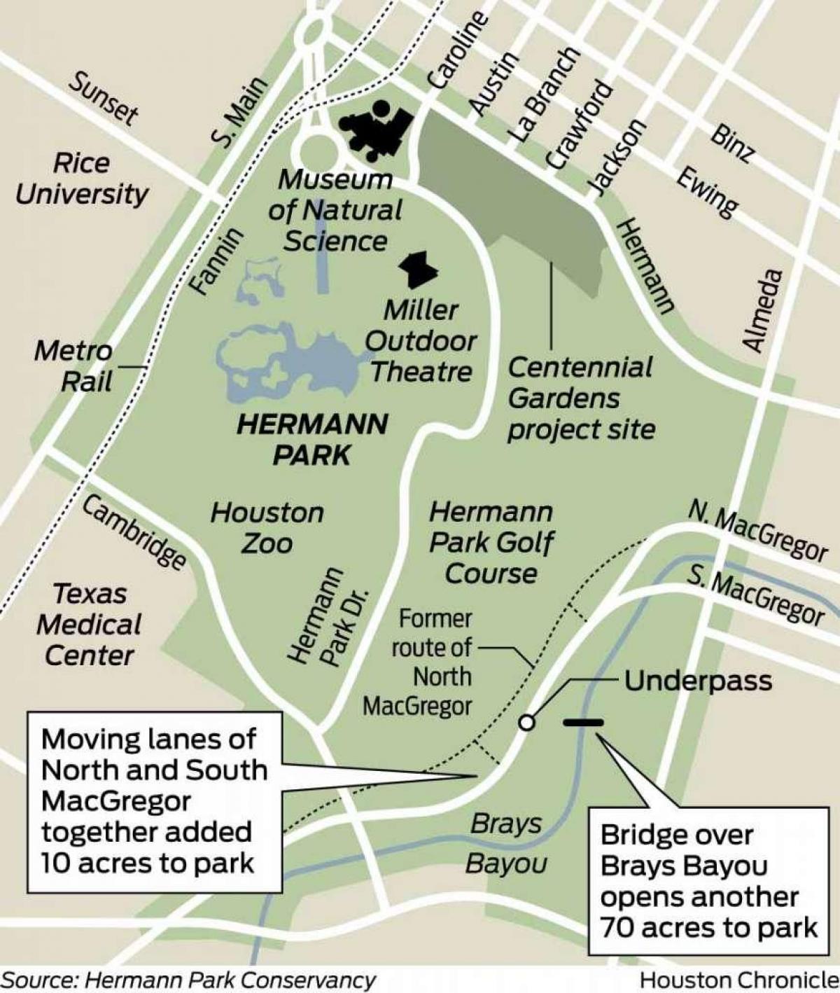 mapa Herman park