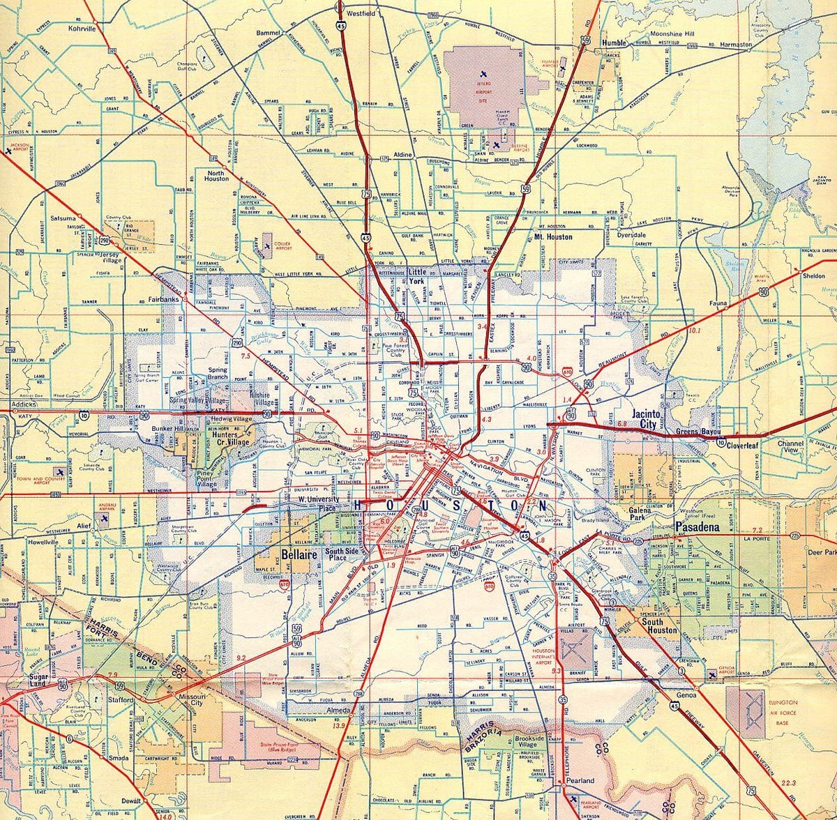 mapa puteva Houston