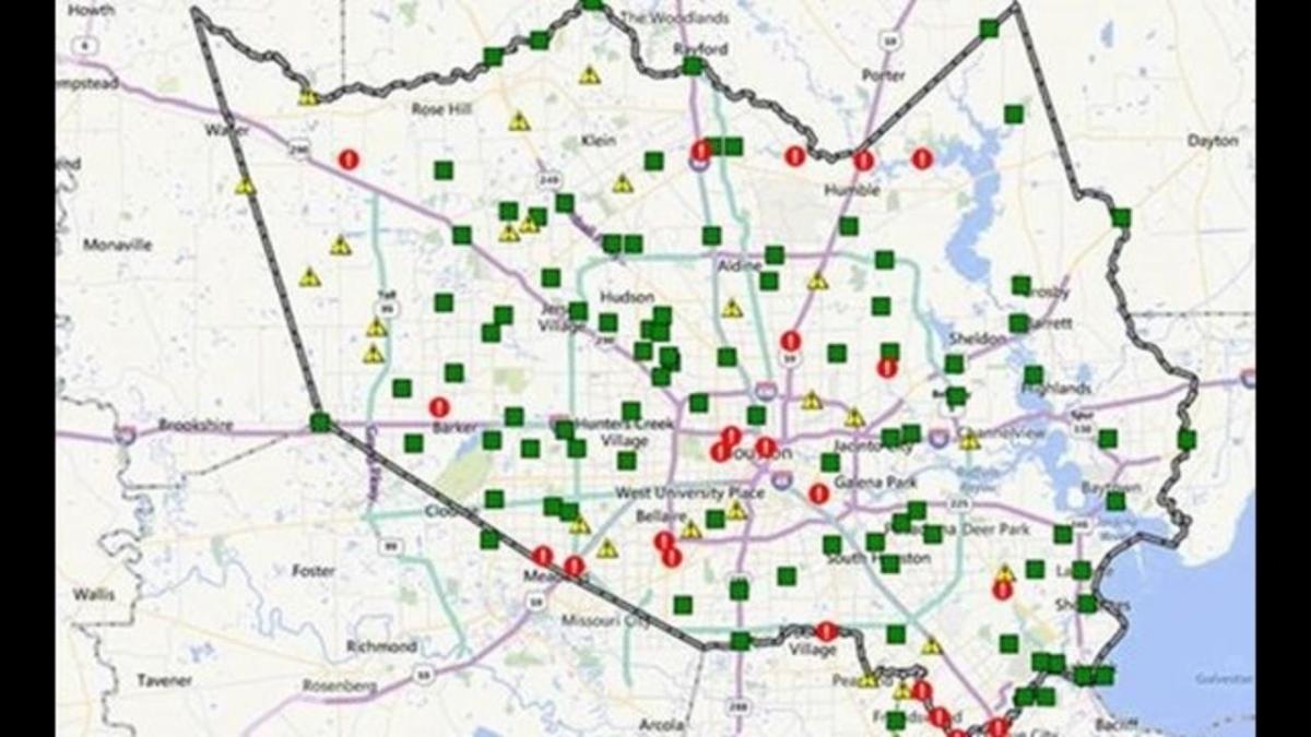 mapa poplavljena oblastima u Houston