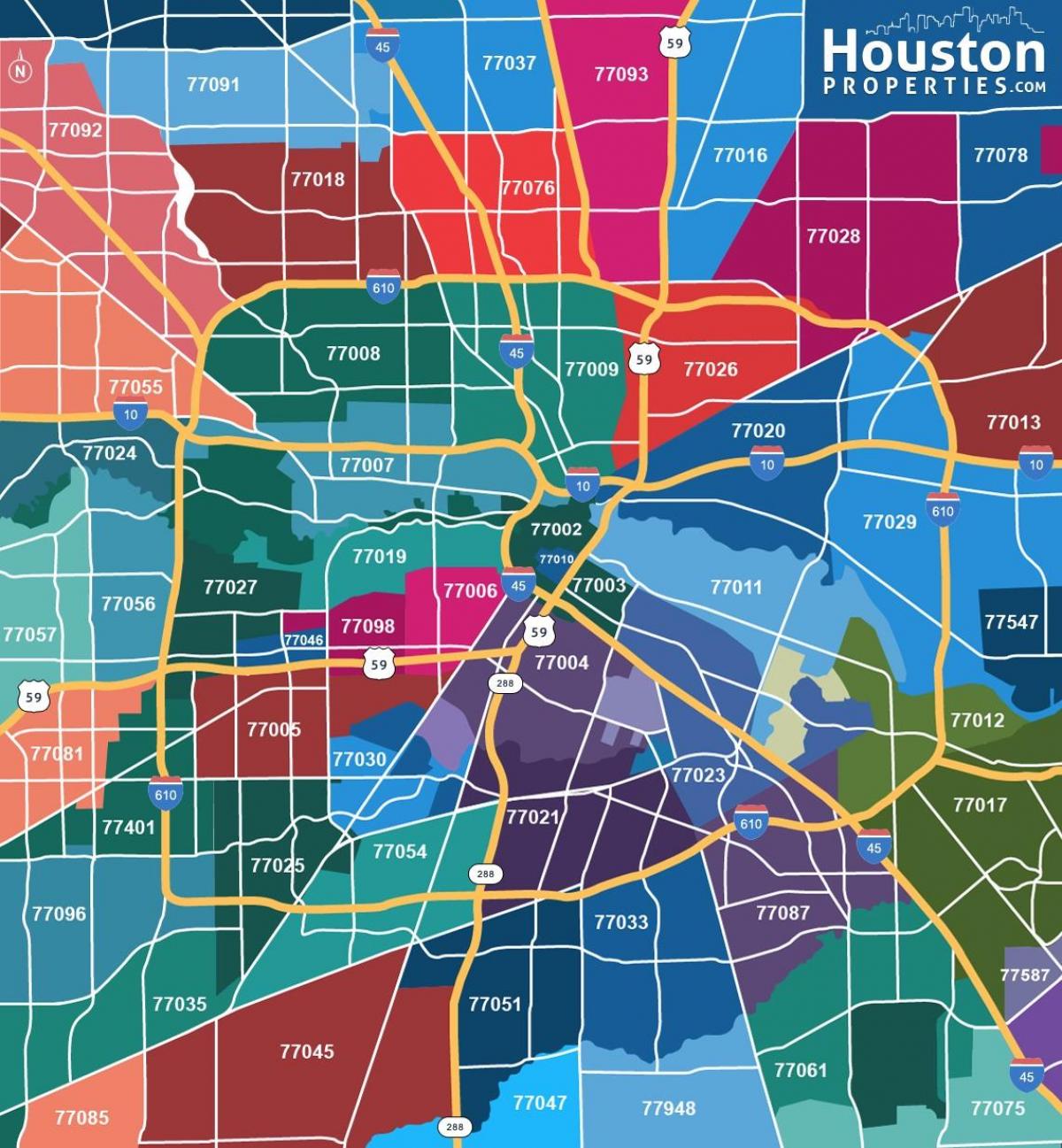 mapa Houston zip šifre