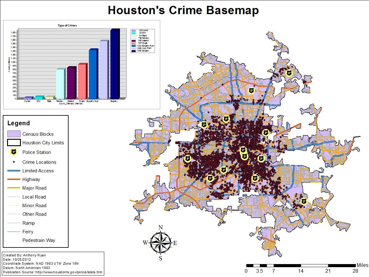 Houston stopa kriminala mapu