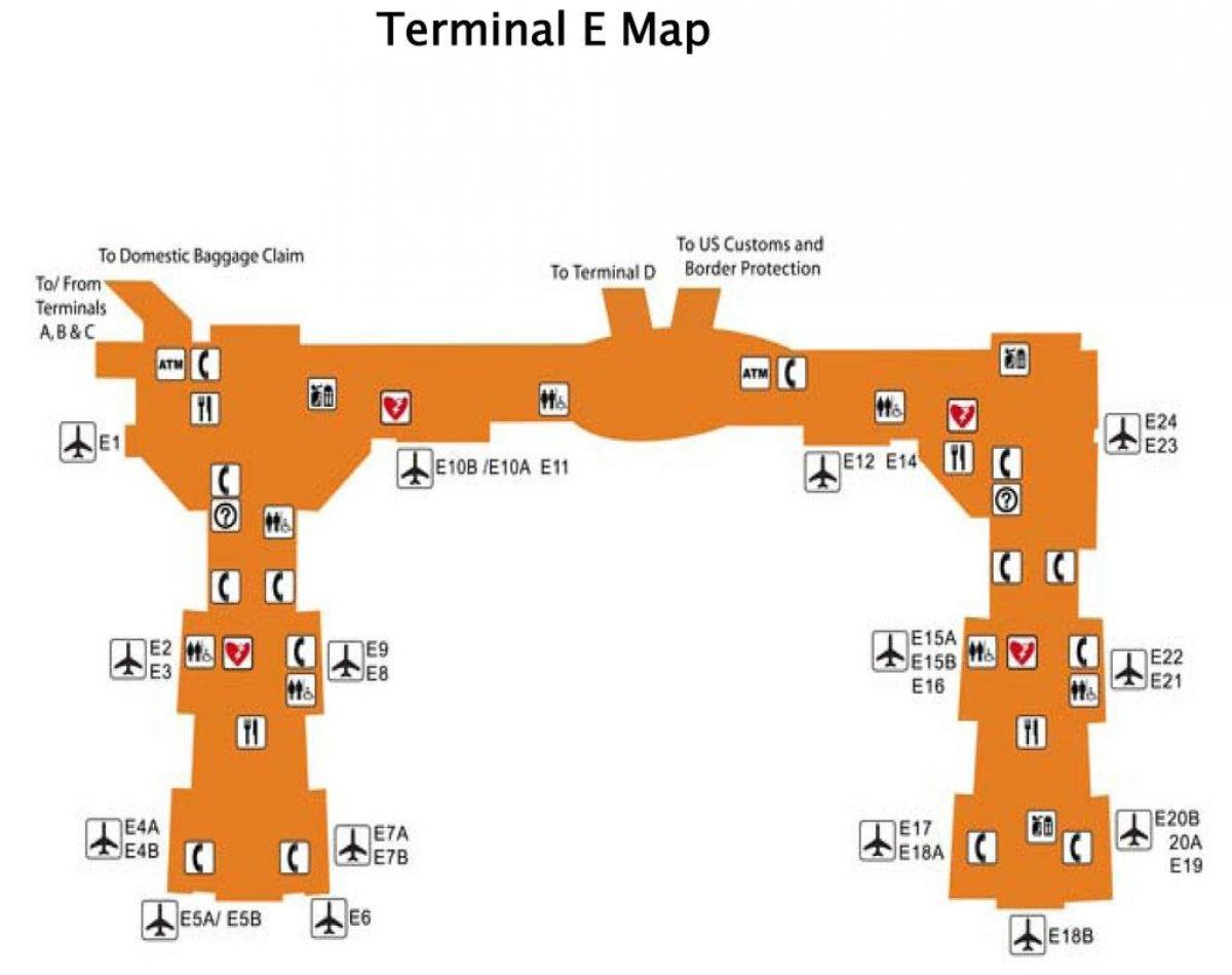 Houston aerodrom terminal e mapu