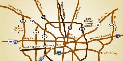 Mapa Houston autoputevi