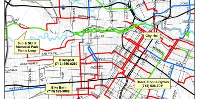 Biciklističke staze Houston mapu