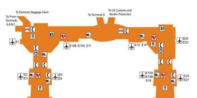 Houston aerodrom terminal e mapu