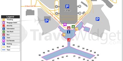 Houston aerodrom terminal mapu