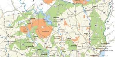 Mapa sam Houston nacionalna šuma